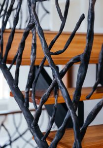 custom stair rail metal branches